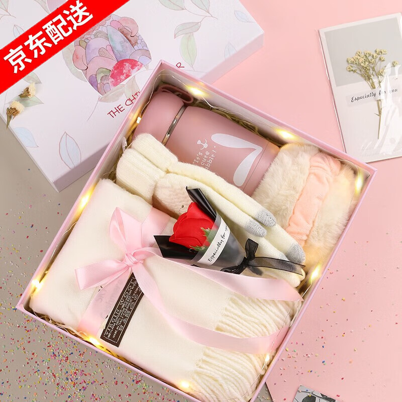 元旦新年礼盒一围巾手套耳罩杯子