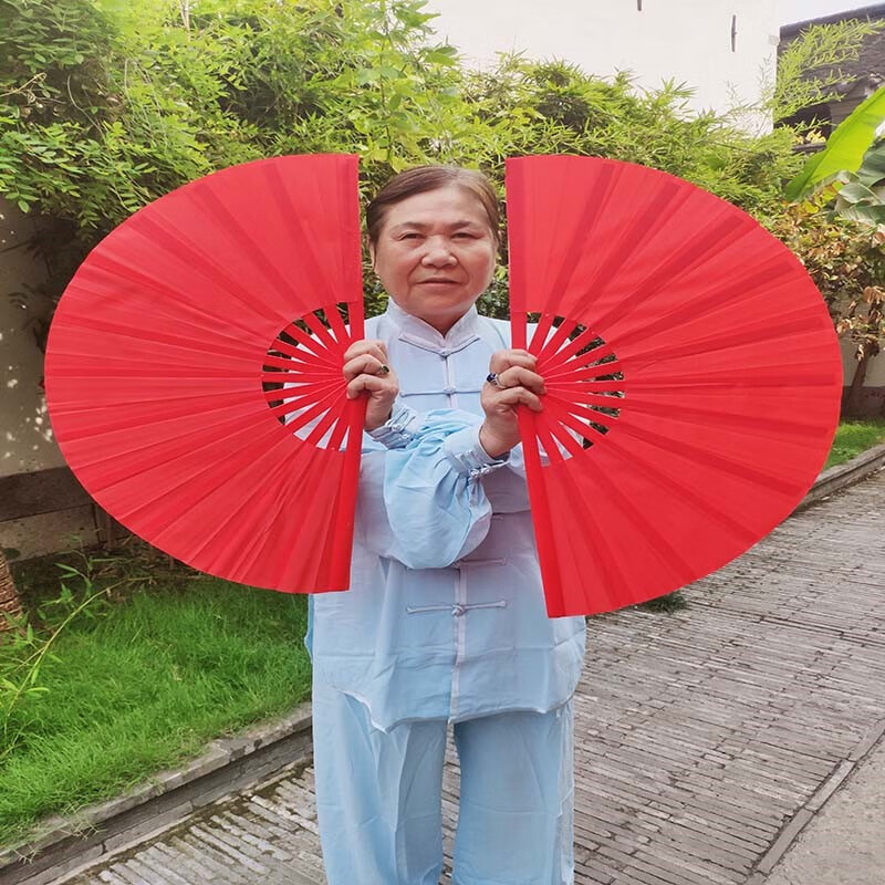 妙普乐太极扇竹骨 太极双扇响扇左右手一对扇功夫双扇竹骨牡丹龙凤