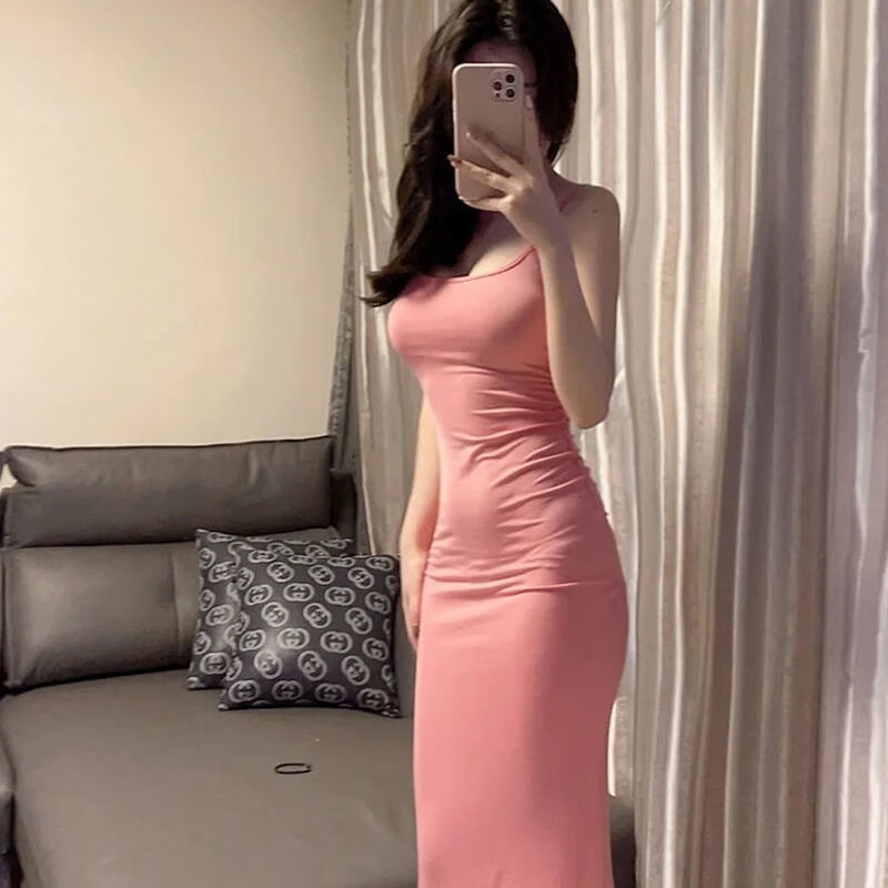 狮奥利兴skims塑身衣背心无袖裙子平替skims 纯欲粉性感修身显瘦蜜桃