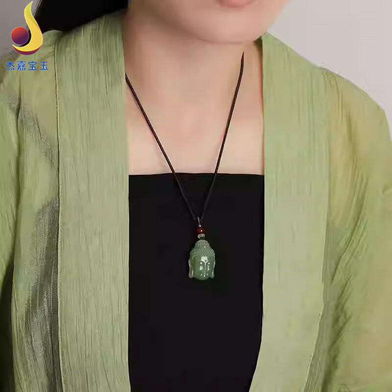 杰嘉宝玉原创真品和田玉佛头玉吊坠男士女士如来佛玉坠玉石玉器玉佩带证书