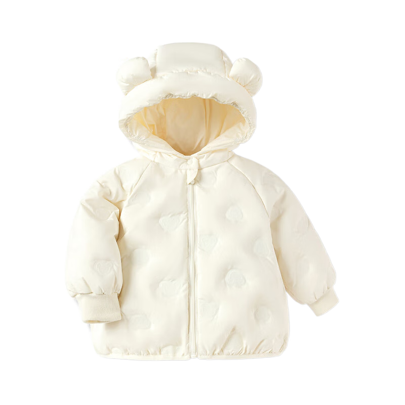巴拉巴拉輕薄款羽絨服女童男童嬰幼兒冬季新款寶寶外套時(shí)尚萌 奶油白-小熊壓膠-10501-白鴨絨 100cm 充絨量34g