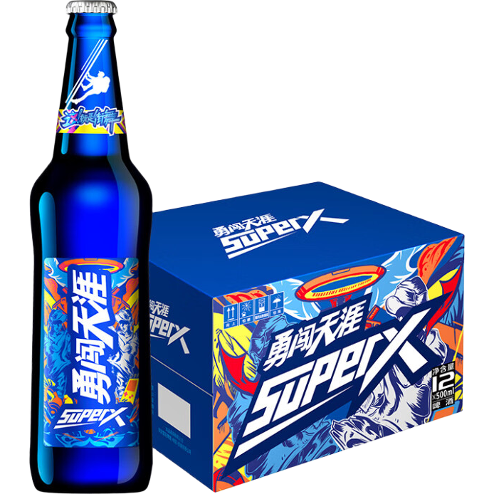 雪花啤酒（Snowbeer）勇闖天涯 superX 500ml*12瓶 【雪花小藍(lán)瓶】