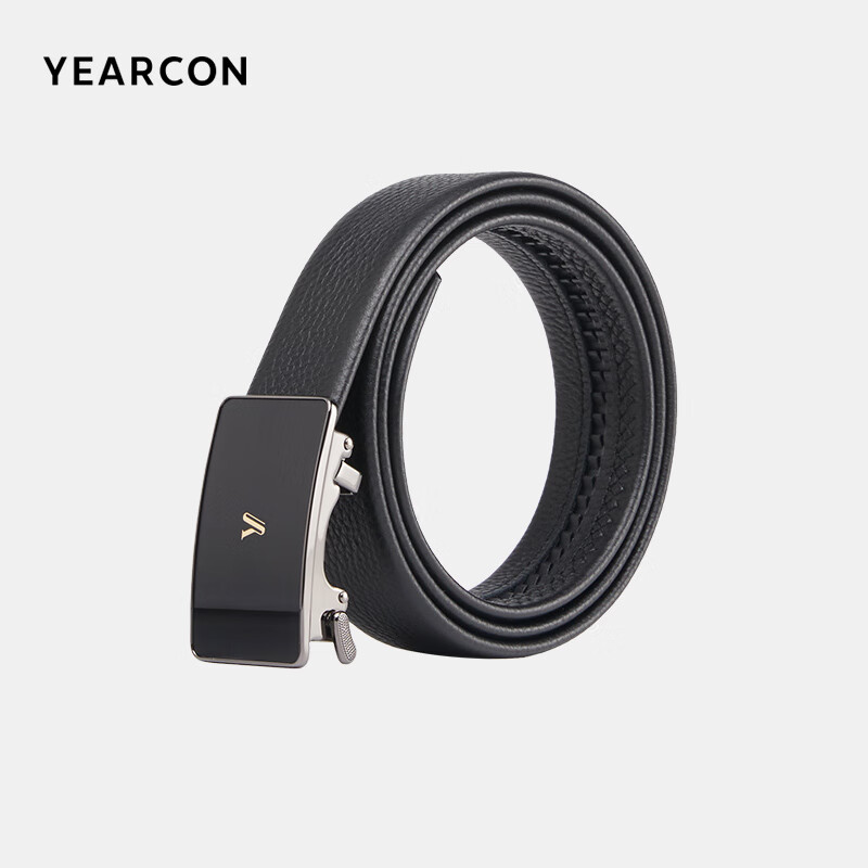 意尔康真皮男士皮带细纹 自动扣 生日礼物送男友实用送父亲礼物 黑色