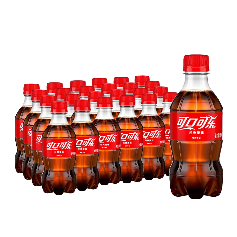 可口可乐（Coca-Cola）汽水碳酸饮料300ml瓶装 新老包装随机发 可乐300ml*24瓶