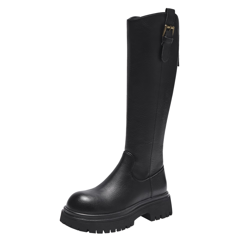 熱風(fēng)（hotwind)長(cháng)筒靴女冬季女士厚底增高復古休閑顯瘦高筒騎士靴子