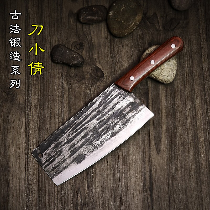 楚家刀炮弹壳钢刀菜刀家用手工锻打夹钢切片刀户撒厨师刀具厨房超快
