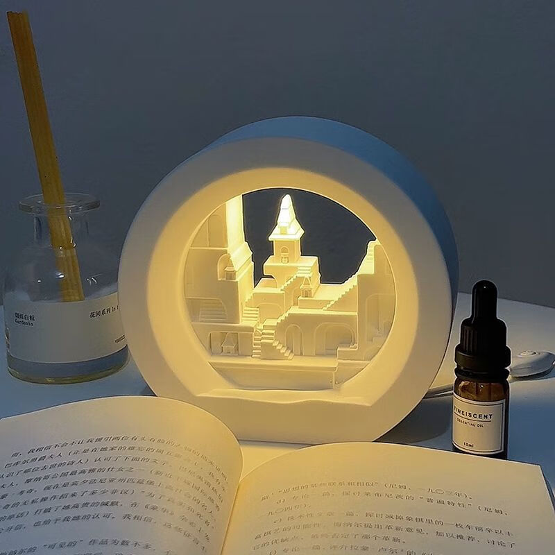無(wú)火香薰禮盒床頭氛圍燈擴(kuò)香石膏小夜燈送女友實(shí)用走心情人節(jié)禮物 藍(lán)風(fēng)鈴水生花香調(diào)-禮盒裝