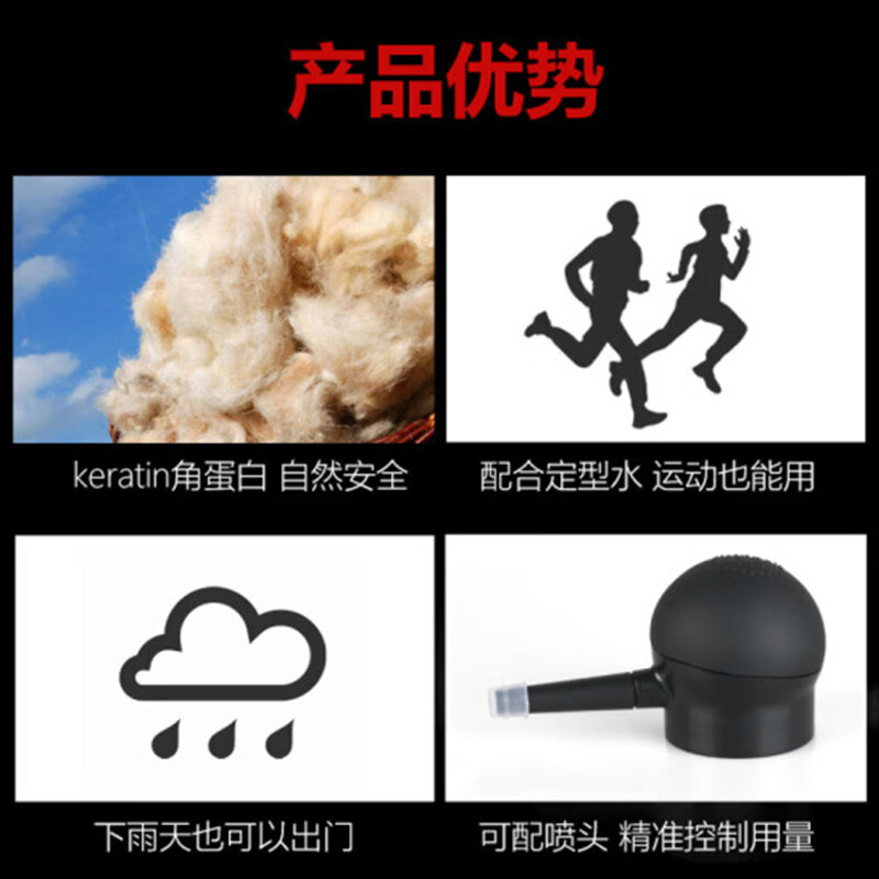 DexeDexe黑浓增头发纤维假发美发粉浓密头发宝补发男女头发快速 经典深+3瓶超值装