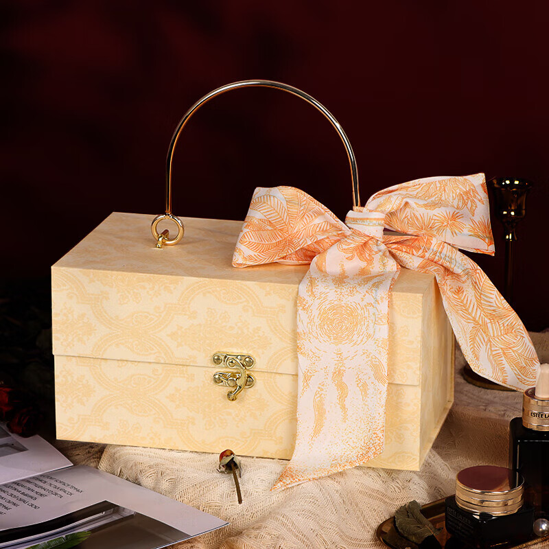 TaTanice 礼盒空盒 520情人节礼物盒礼品包装盒生日礼物盒 金属手提香槟色