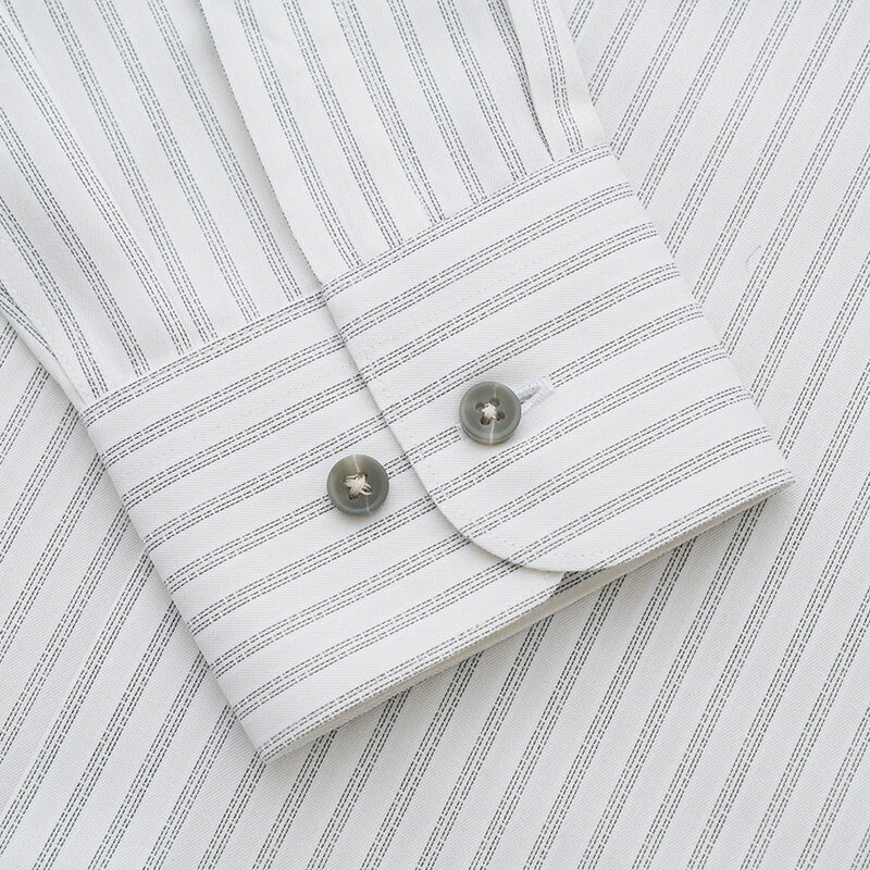 恺米切免烫抗菌长袖衬衫浅卡其中条纹纹修身型男士衬衫 浅卡其 42