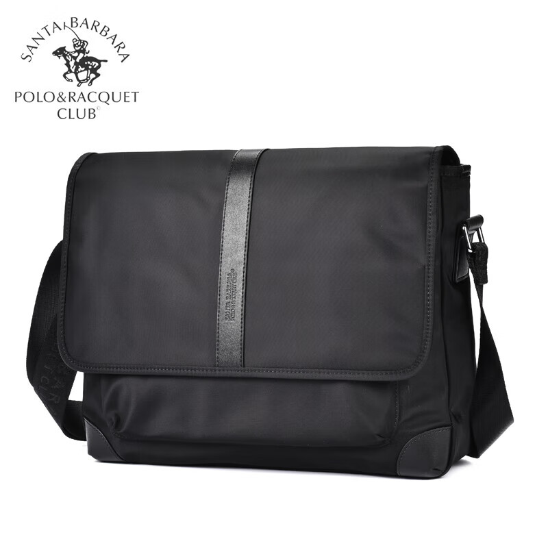 圣大保罗(santa barbara polo & racquet club)男包大容量邮差包翻盖