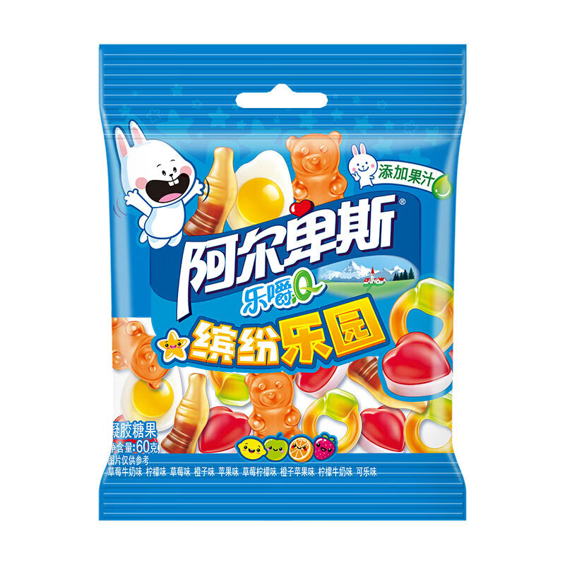 阿尔卑斯乐嚼萌动物造型橡皮糖果 【缤纷乐园】乐嚼q卡通 60g 4袋