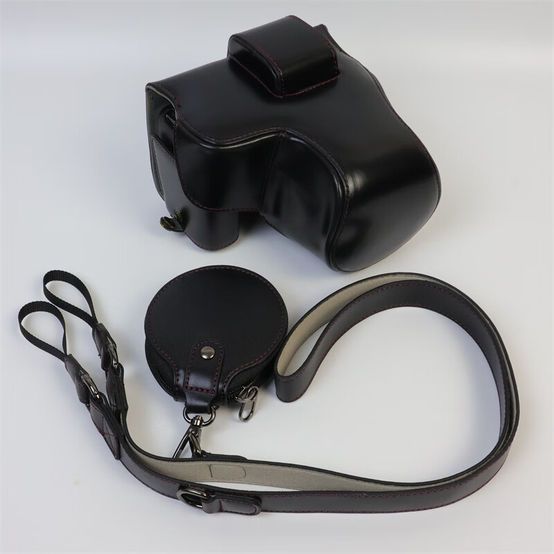 r8微单相机包皮套 eosr8保护套 底座开孔 可换电池 r8油皮黑色