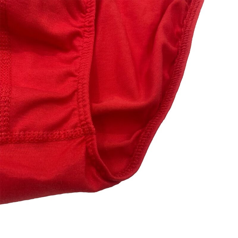 美宝健纯棉男士三角内裤大红色全棉中腰中国红底裤中青年本命年好运裤衩 红色纯棉三角裤（5条装） 5条 3XL （体重130-150斤）