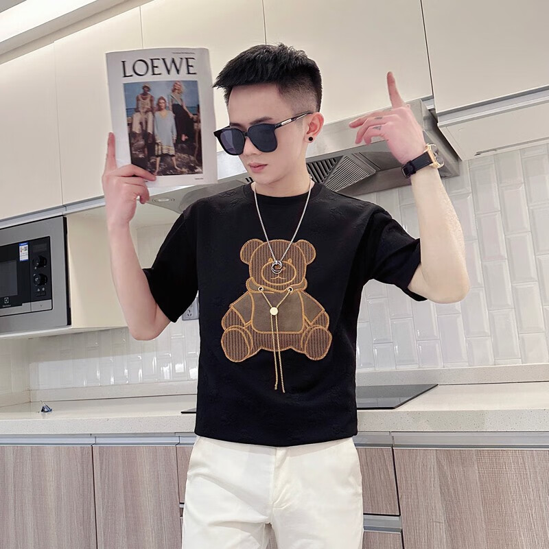 古莱登les帅t林弯弯修身短袖t恤矮小个子男社会小伙xs小号小码休闲