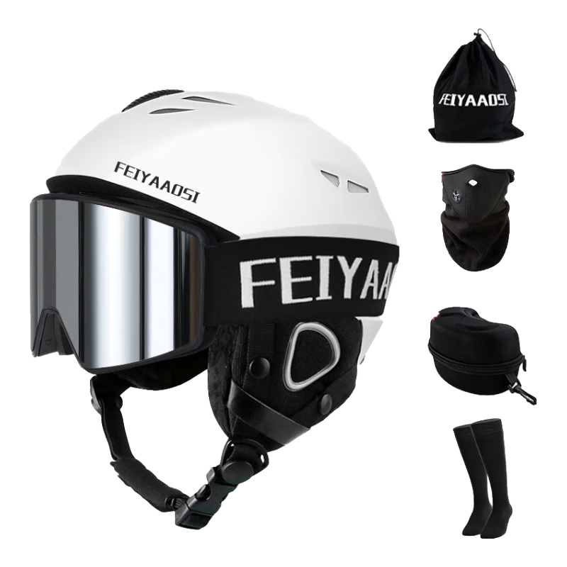 ���ǰ�˹���廬ѩͷ����ѩ����ѩñ���۾�һ��ʽרҵ����ȫ��װ����װ��ͯ ���ſ�������ƹ��+�ڿ���Ƭ XL�� ������ʿ  ͷΧ58-61CM