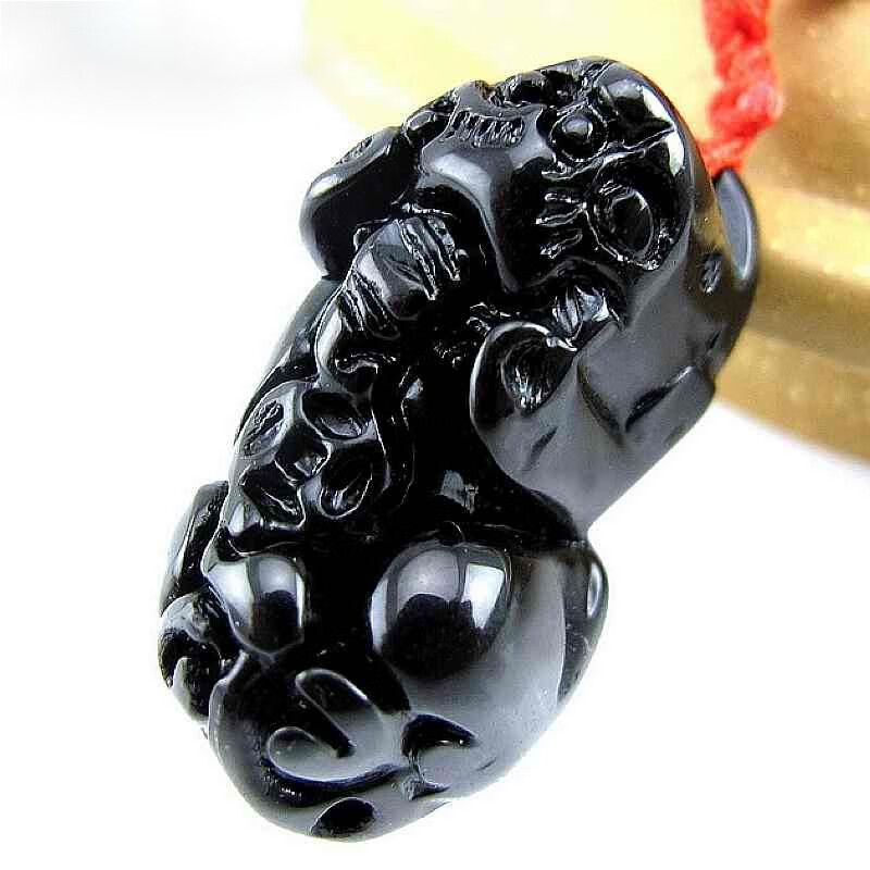 宝莎缇黑曜石貔貅吊坠男女乌金黑 小皮丘项链
