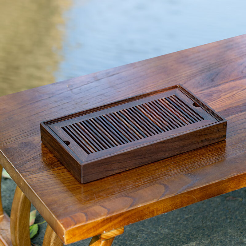 漢唐(hantang)戶(hù)外實(shí)木小茶盤(pán)便攜旅行露營(yíng)茶托盤(pán)儲水小型茶臺干泡茶具套裝 黑紫檀思雅茶盤(pán)