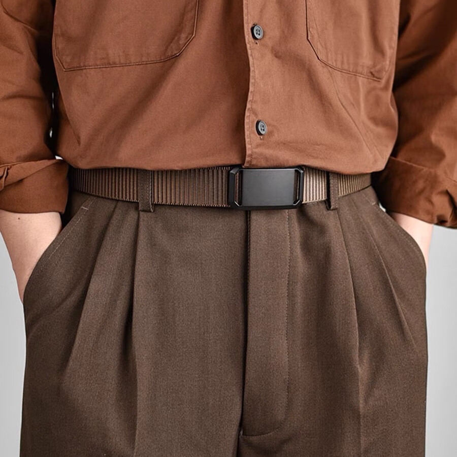 自动扣腰带男战术机能风工装潮休闲男款帆布皮带年轻人军训裤腰带 天湖蓝 140cm 尺码