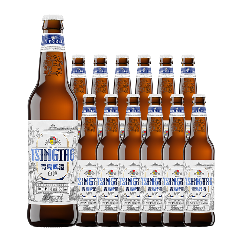 青岛啤酒（TsingTao）全麦白啤 500ml*12瓶新老包装随机发