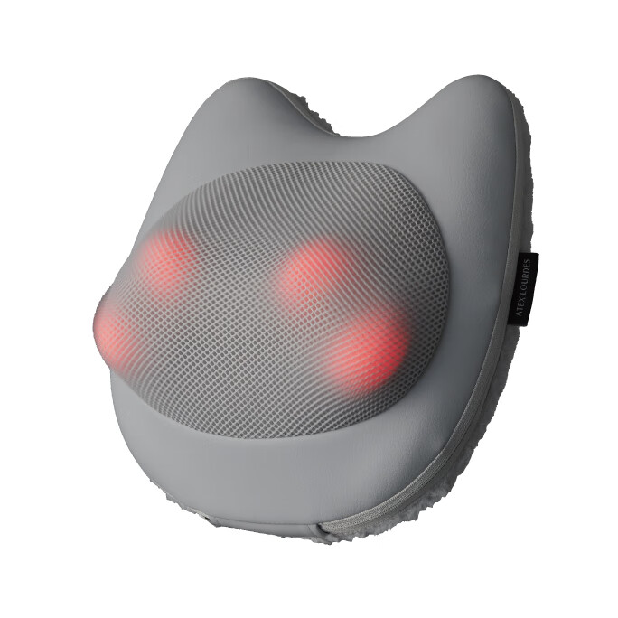 ATEX猫咪按摩垫按摩枕节日礼品充电无线 加热按摩腰部肩膀腿部多部位按摩仪 猫咪按摩枕AX-140灰色