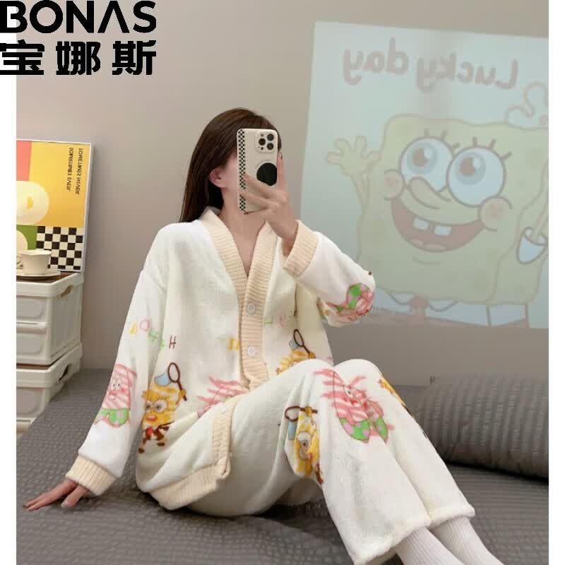 宝娜斯（BONAS）MSN配饰可爱卡通法兰绒韩版可外穿秋冬加厚珊瑚绒 DS米色派大星 均码(80-140可穿)高性价比高么？