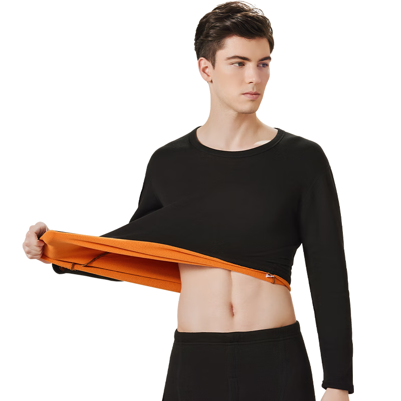 南極人男士保暖內衣男加絨加厚套裝秋衣秋褲防寒棉柔打底保暖衣褲黑色XL