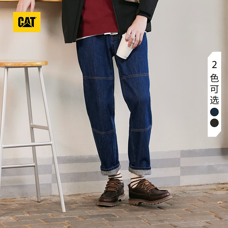 CAT卡特新品男士户外休闲经典百搭宽松直筒牛仔裤轻户外 靛蓝色 32