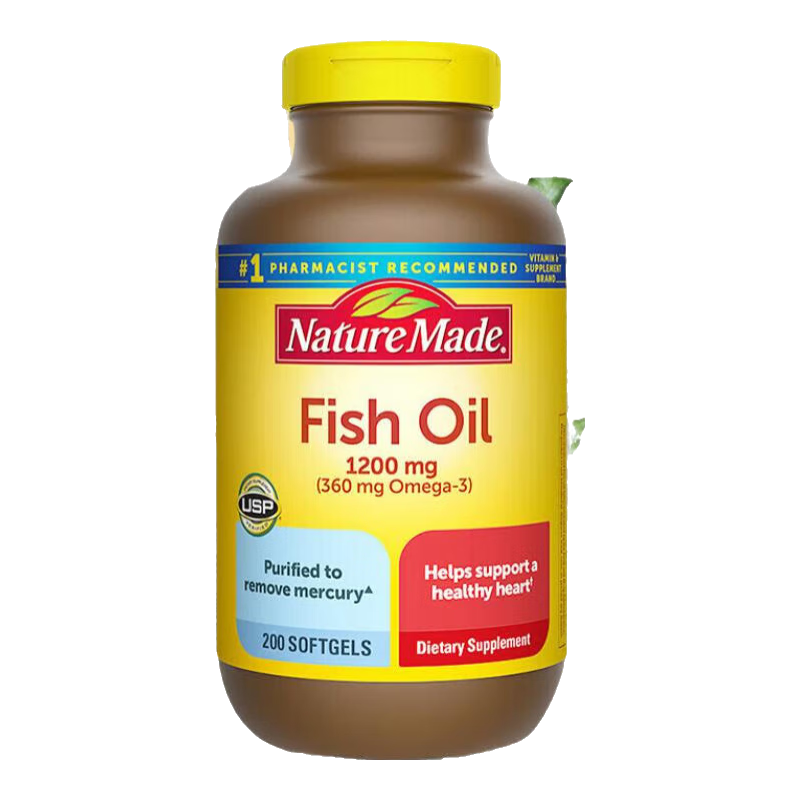 Nature Made 天維美深海魚油Omega3軟膠囊1200mg 成人中老年美國(guó)進(jìn)口脂肪酸 300粒*2瓶（呵護(hù)心腦眼）