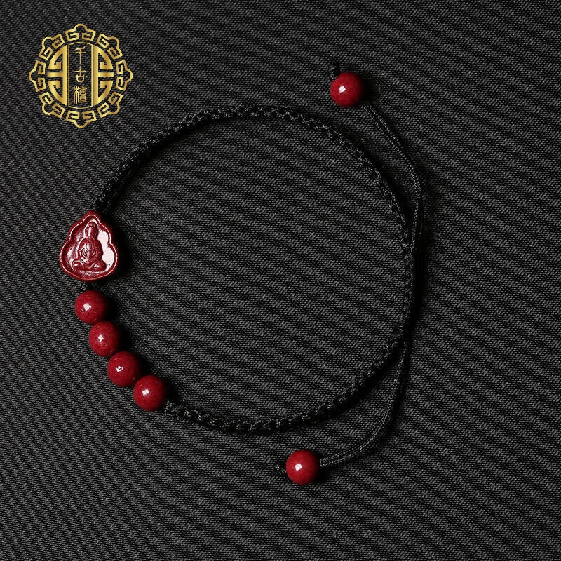 女手链观音平安男手绳情侣本命年手串手工编织红绳 [观音菩萨]经典黑