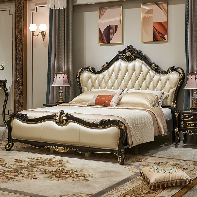 伯加德欧式实木双人床 主卧橡木婚床雕花1.