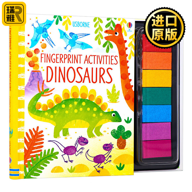 英文原版 恐龙 手指印画活动书 fingerprint activities dinosaurs