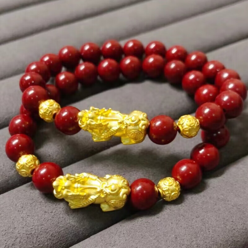 drls老凤凰黄金貔貅手链999足金转运珠铜钱珠朱砂手串新年礼物送女友
