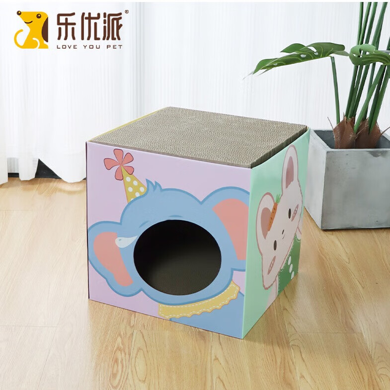 优派双层猫抓板猫窝一体耐磨不掉屑替换芯瓦楞纸立式猫咪纸箱屋 动物