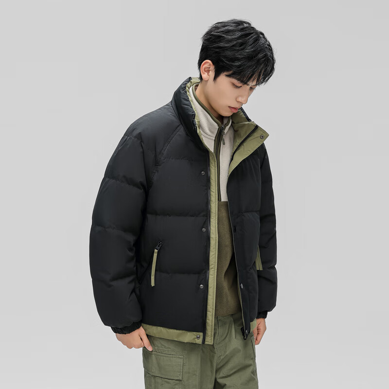 雪中飞简约百搭通勤时尚休闲简约防风保暖立领羽绒百搭通勤日常少感 黑色 L 175/92A