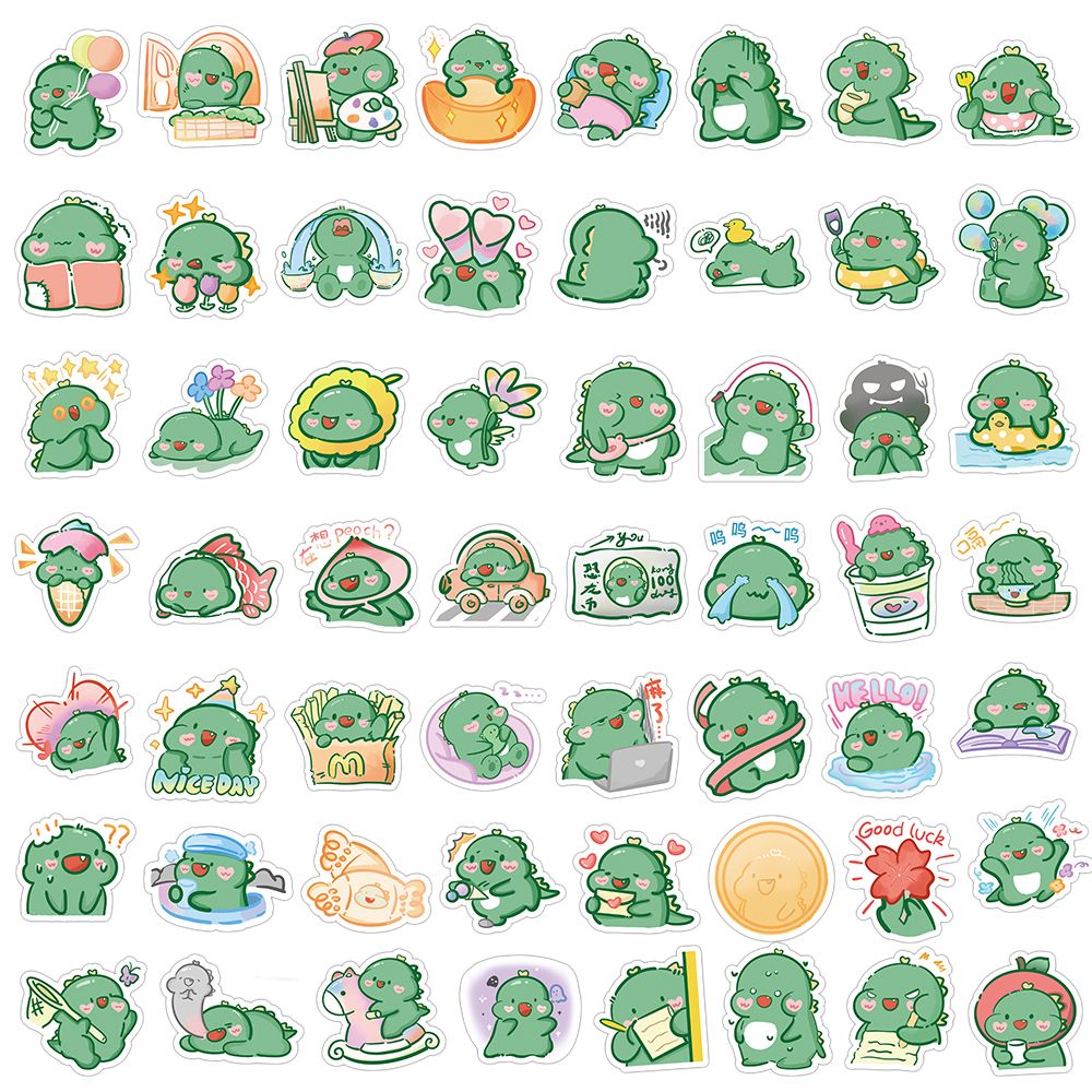 贝木惠(beimuhui)120张卡通绿色小恐龙贴纸ins呆萌可爱手账手机壳装饰