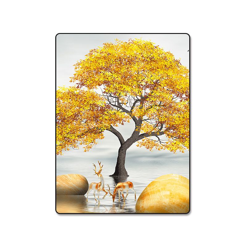 轻奢客厅装饰画现代简约沙发背景墙挂画壁画墙画大气三联画室内 金鹿