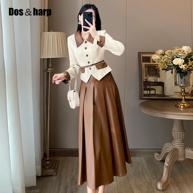 dos&harp品牌奢侈新品女装小香风职业套装裙感气质名媛连衣 上衣 半身