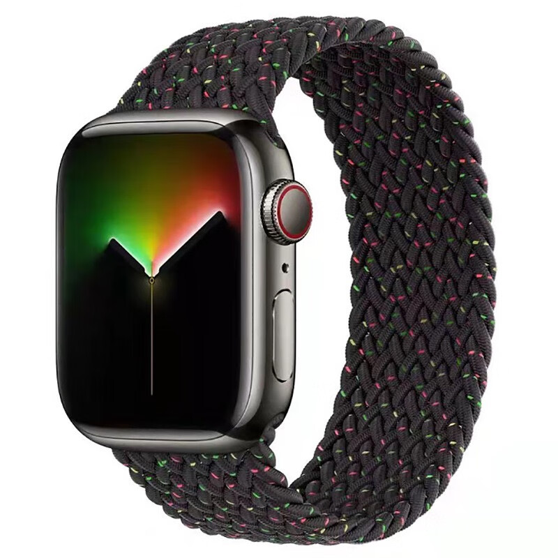 HONDOOXN【甄选好物】appleultra2watch表带单圈编织尼龙弹力带智能手表带苹果表带iwatchS9/8/7/6/5/4/3腕 星光黑【apple watch】 42/44/45/49