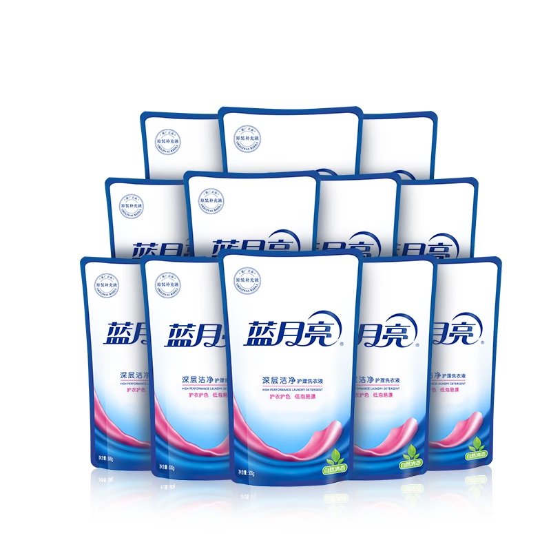 蓝月亮 深层洁净洗衣液袋装 自然清香 500g*12  原液补充装