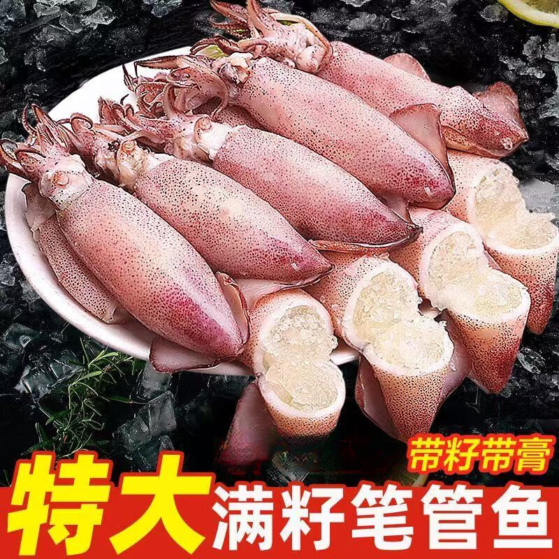 满籽海兔籽乌带籽笔管鱼全籽熟冻墨鱼仔小鱿鱼海鲜水产火锅食材 1斤 450g(净重） 一斤10只