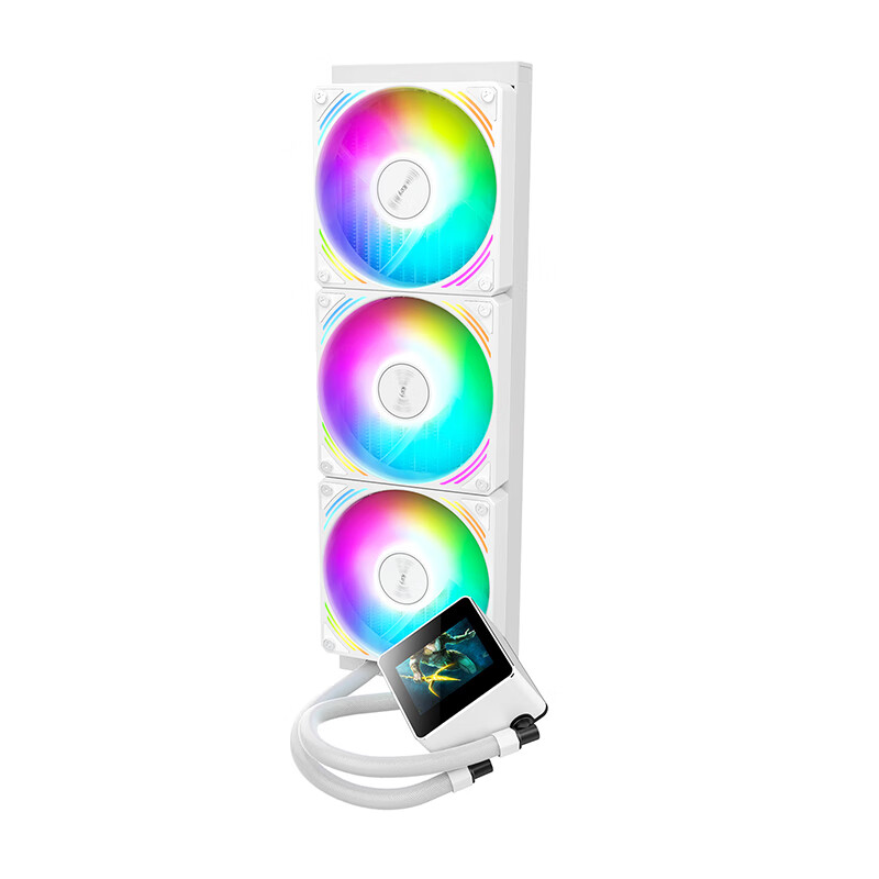 航嘉（Huntkey）海神V360 智能数显屏cpu水冷散热器 多平台兼容散热器  一体式360水冷 海神V360白色