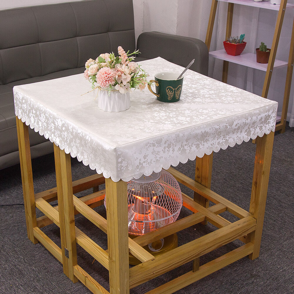 油防烫免洗桌布皮罩长方形茶几布罩 月季米白色 6060cm桌子尺寸桌套子