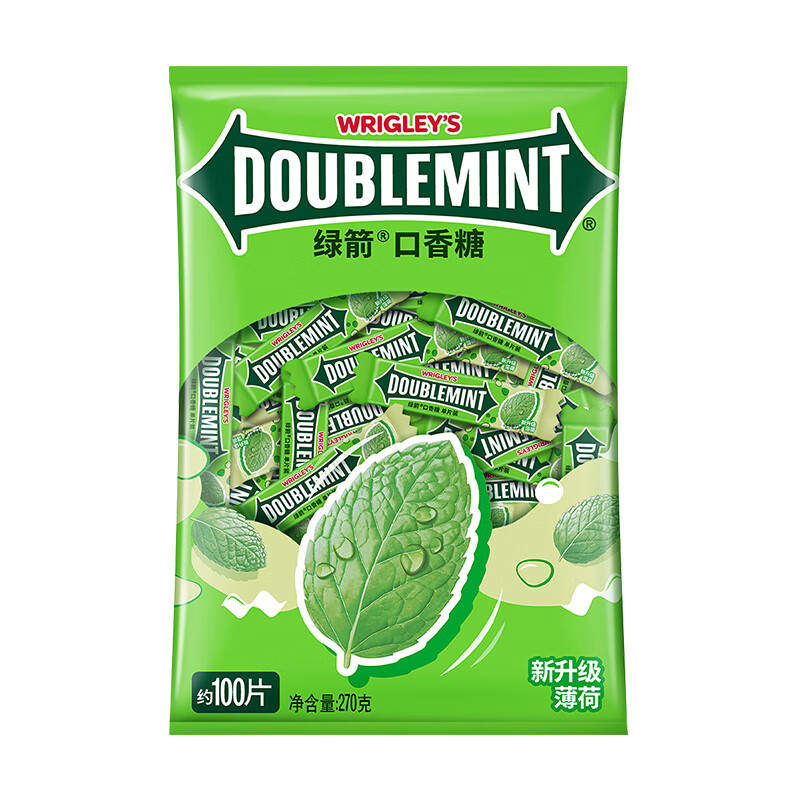 绿箭口香糖原味薄荷味 休闲零食超值装 (新旧包装随机发货) 绿箭原味