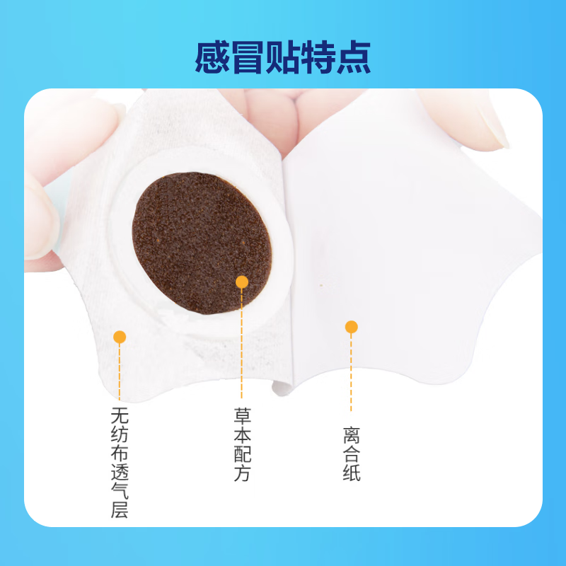 圣孟堂小儿感冒贴 宝宝流鼻涕鼻塞打喷嚏鼻子不通气咳嗽感冒发烧退热贴 1盒试用装【不划算 贵在运费】6贴/盒