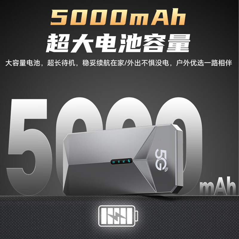 牧歌真5g随身wifi6千兆双频免插卡便携式cpe路由器适用车载上网卡移动联通高速流量上网宝mifi通用 真5G【顶配版】石墨灰-WIFI6