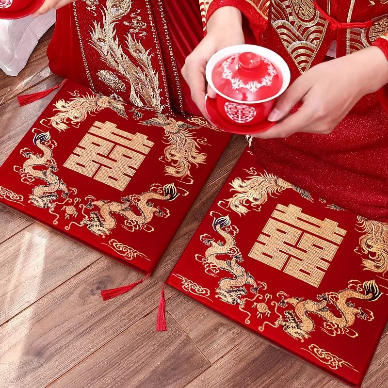 阿马福云结婚跪垫敬茶红色一对婚礼婚庆新娘改口坐福垫磕头喜垫用品大全jm 龙凤喜跪垫一对装使用感如何?