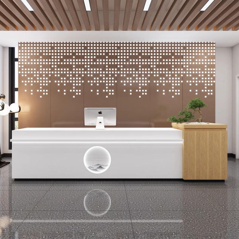 澳颜莱 酒店大堂前台 前台接待台简约现代轻奢售楼部大厅吧台桌定制