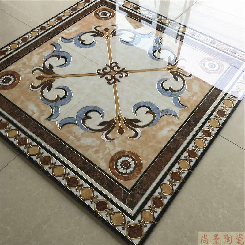 嗣音歐式客廳拼花地磚走廊過道瓷磚鍍金拋晶磚入戶玄關(guān)花（50箱起發(fā)） 1.6x1.6米【豪華高溫版】 4片800 其它