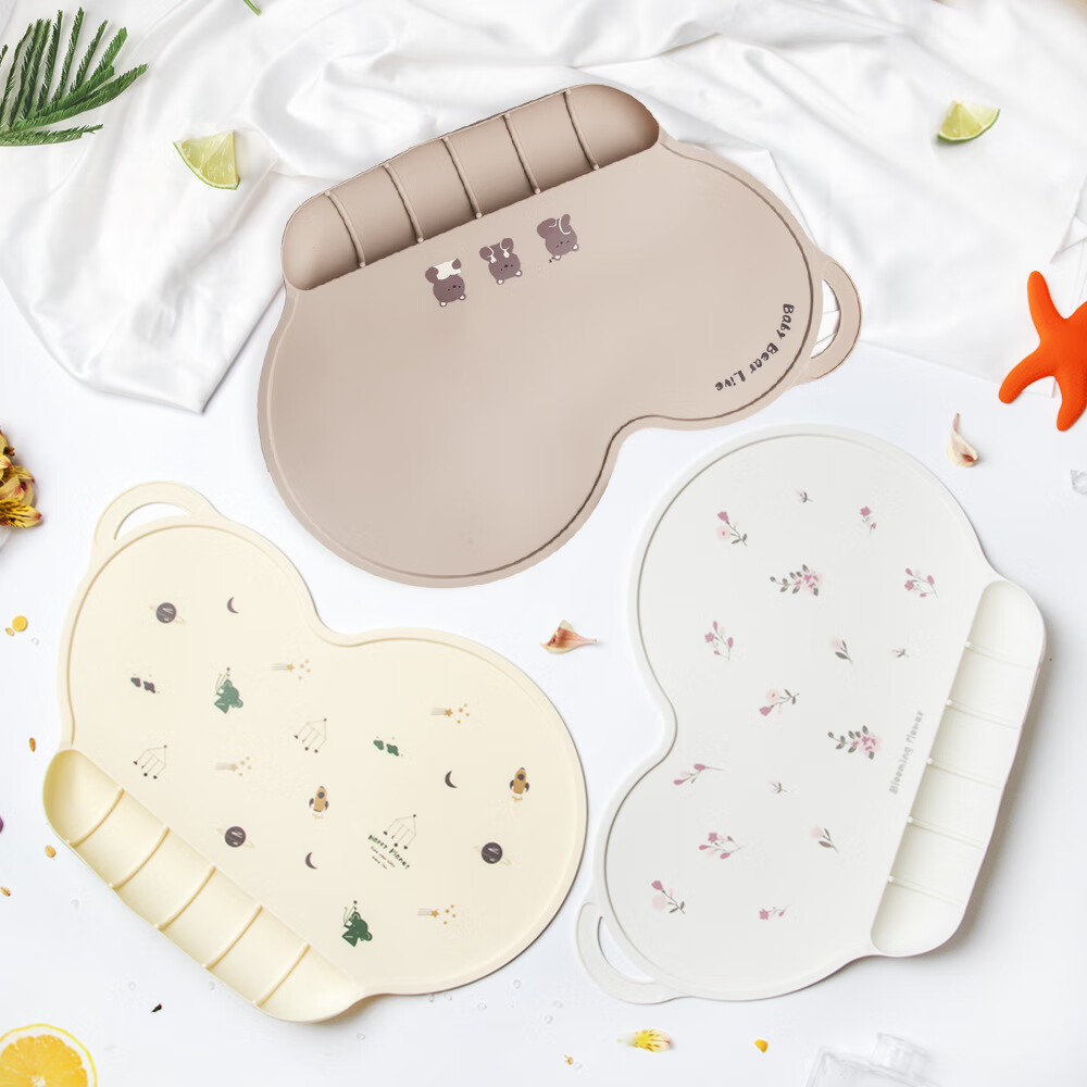 宝宝ins云朵硅胶餐垫学生防水防油午餐桌垫壁挂吸盘儿童隔热杯垫 可爱苹果（方形垫43x30.5cm1个）